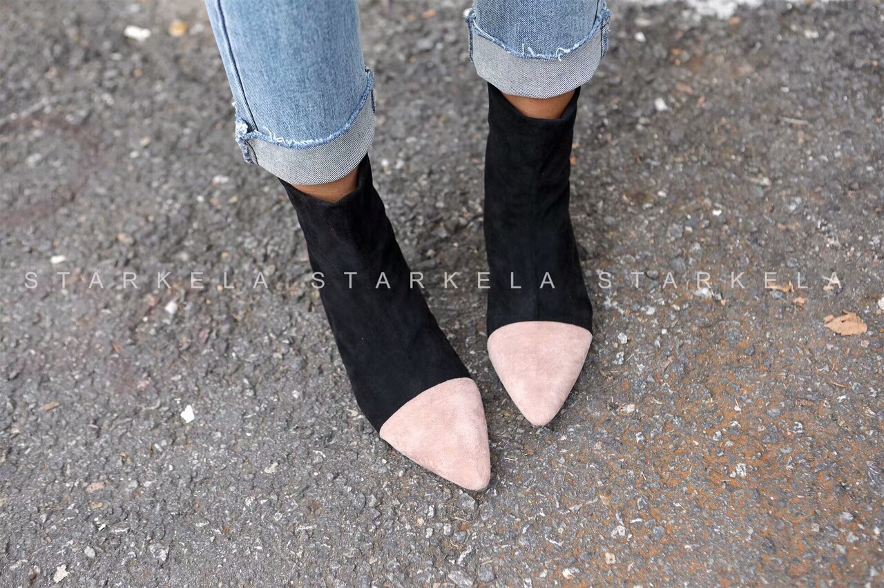 Basic Stiletto Knit Angle Boots 30s Women's Fas