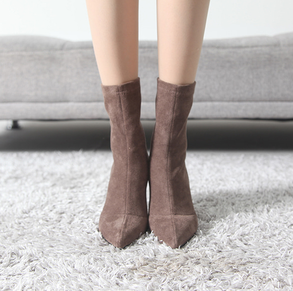 Fleur Rouge Suede Span Sax Angle Boots 9cm Ankle 2