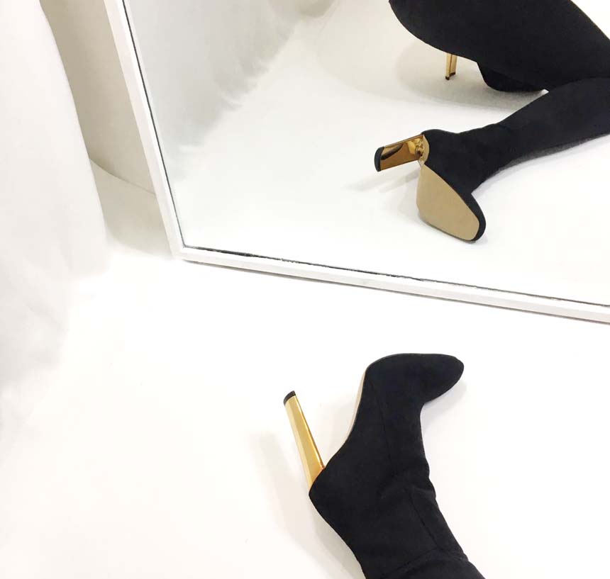 Gold Sheep Angle Boots Leather Suede Women's An