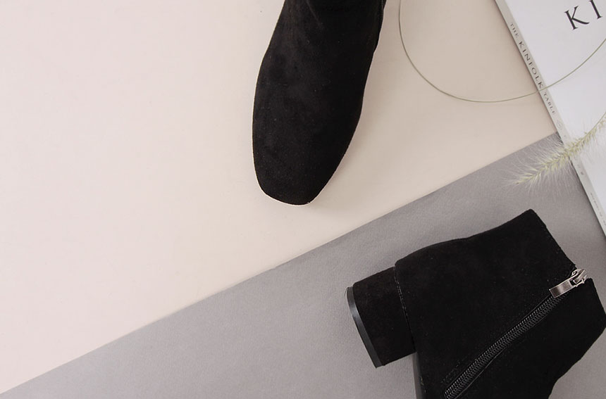 Suede Ankle Boots 3cm Middle Heel Angle Clean Low 