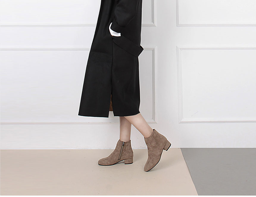 Suede Ankle Boots 3cm Middle Heel Angle Clean Low 