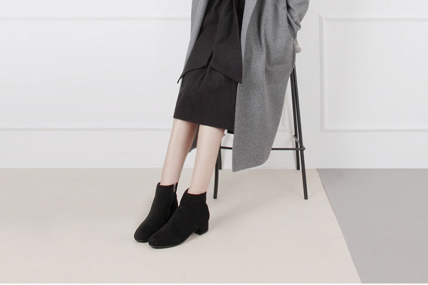 Suede Ankle Boots 3cm Middle Heel Angle Clean Low 