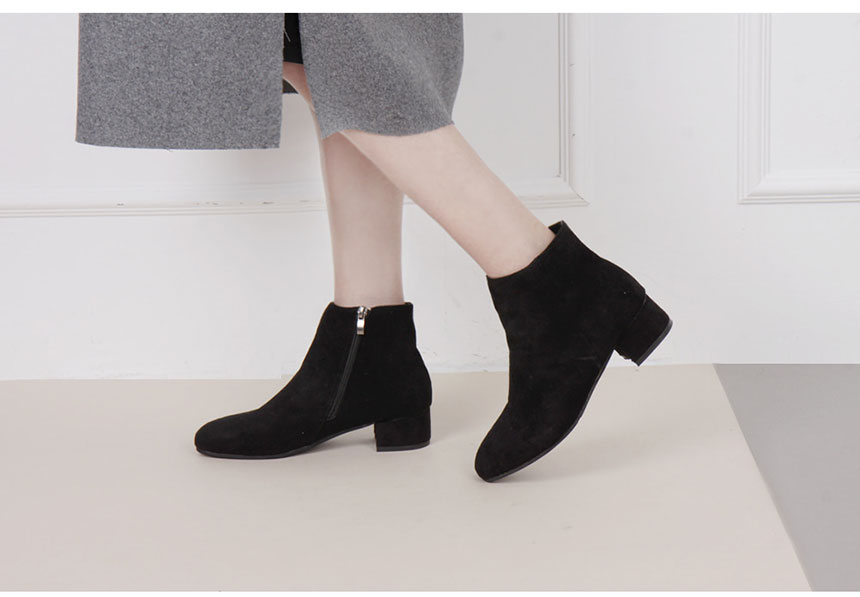 Suede Ankle Boots 3cm Middle Heel Angle Clean Low 