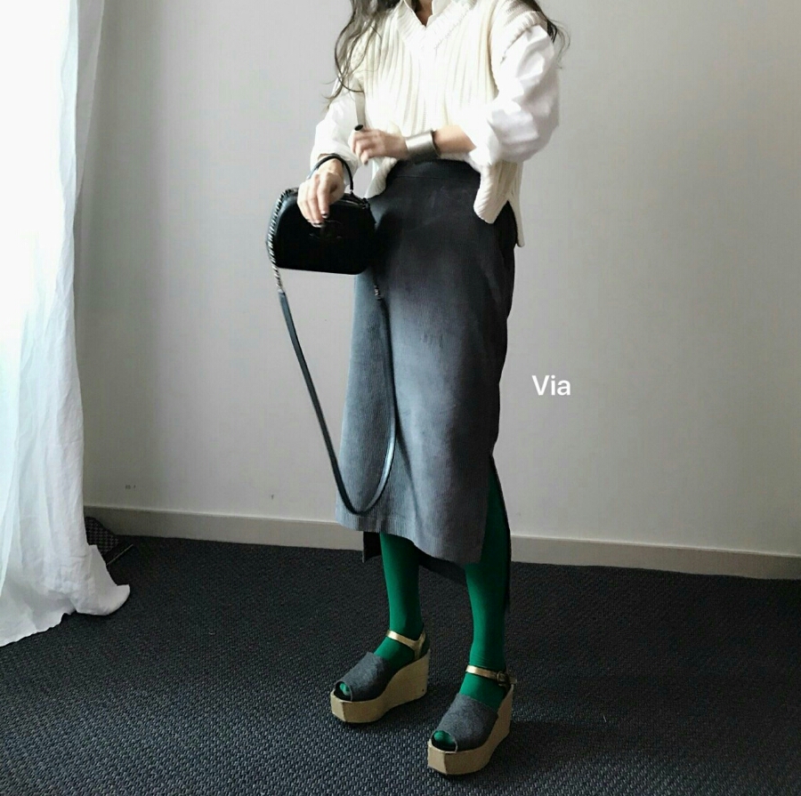 Corduroy Untrimmed Skirt 2col Golden Denim Lance W