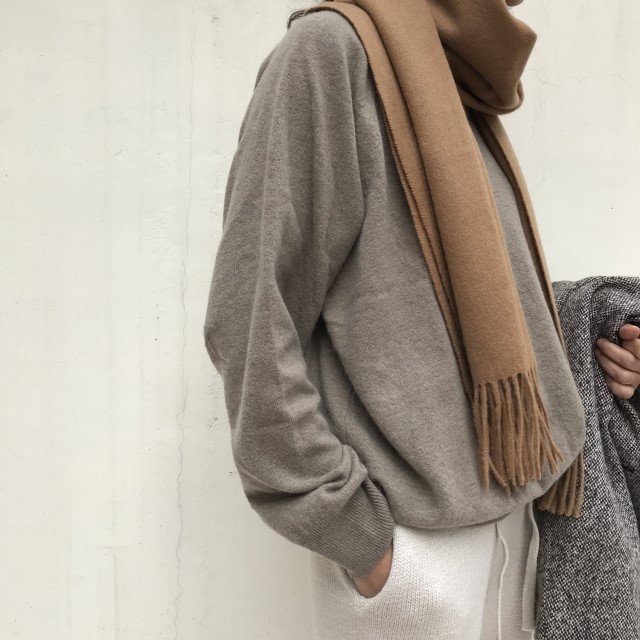 Same-day shipping open wool muffler neat natural l