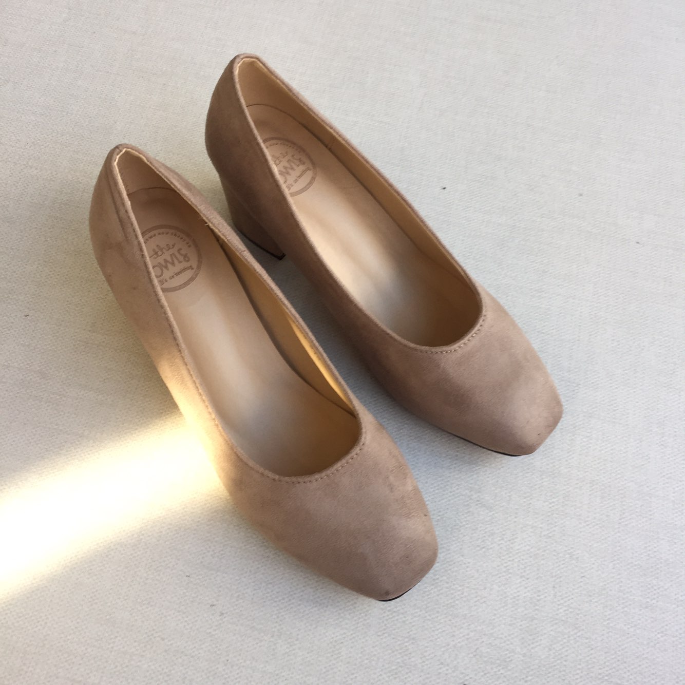 Square nose suede mid-heel pumps 6cm 4 color shoes