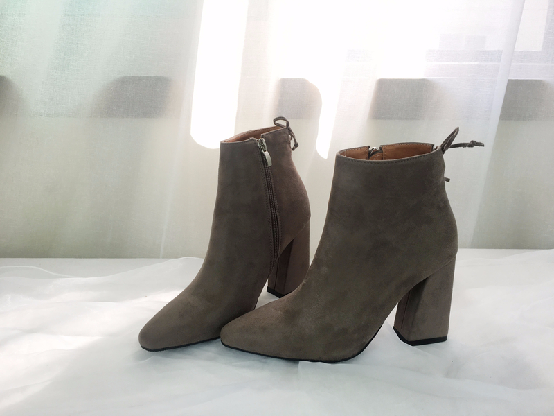 Suede Angle Boots Square Winter 2color Coordinatio