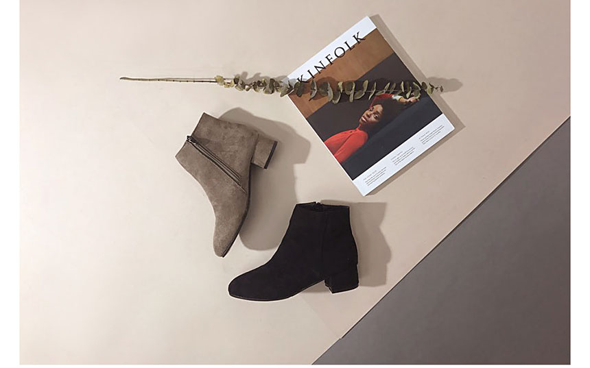 Suede Ankle Boots 3cm Middle Heel Angle Clean Low 