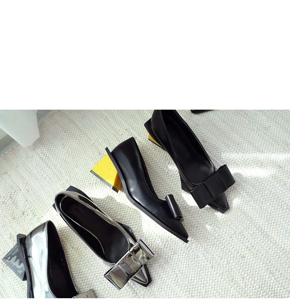 Unique Ribbon Pumps 5.5cm Shoe Silver Blue Keyhole