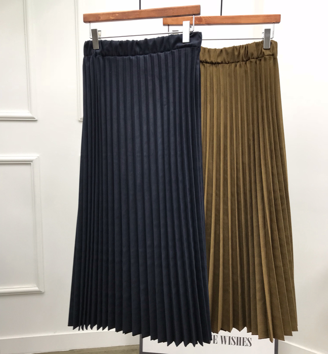 Suede Long pleated wrinkled skirt 20 women Winter 