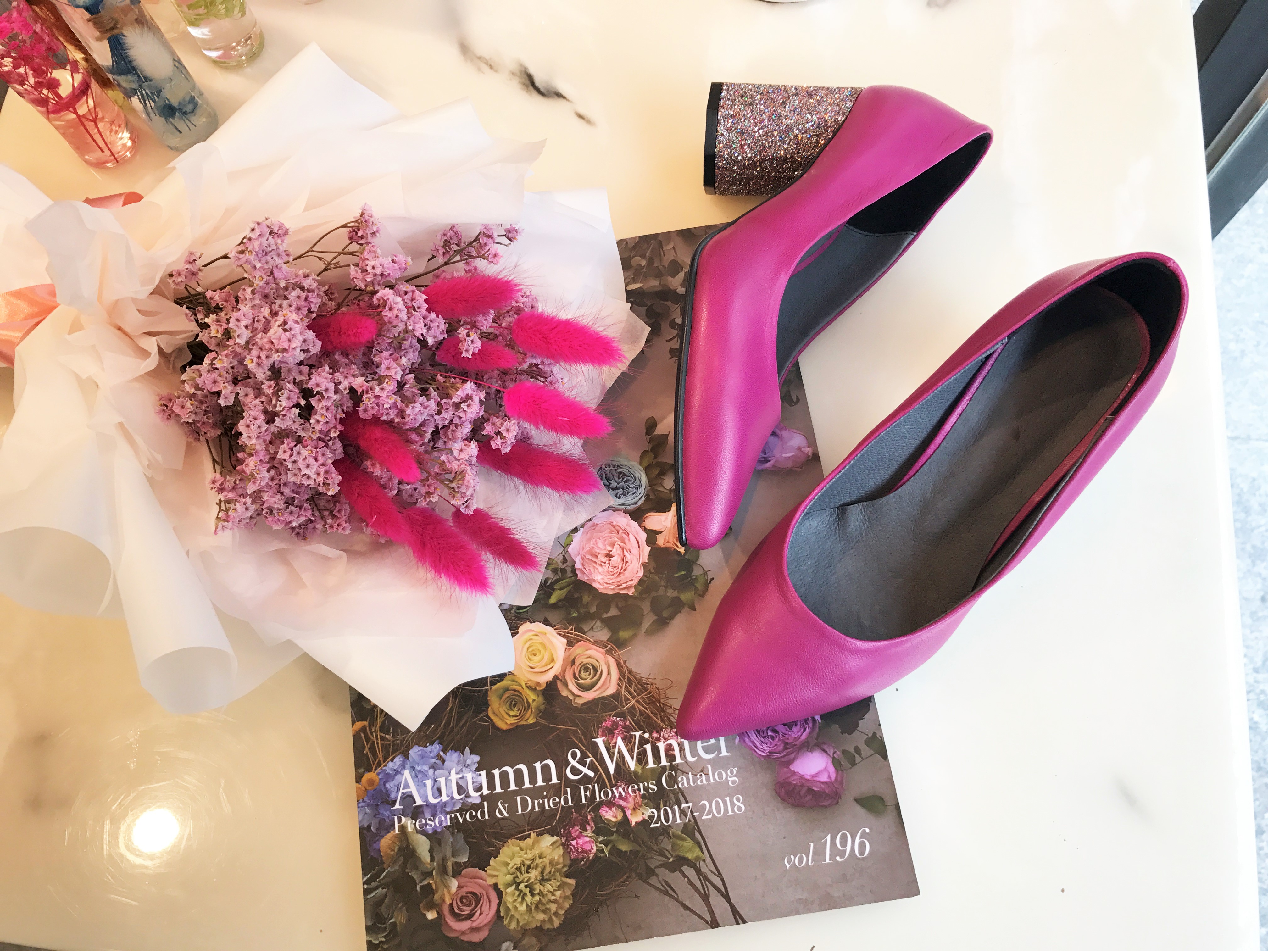 Glitter Heel Hot Pink Pumps Stiletto Handmade Refi