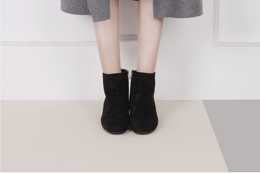 Suede Ankle Boots 3cm Middle Heel Angle Clean Low 