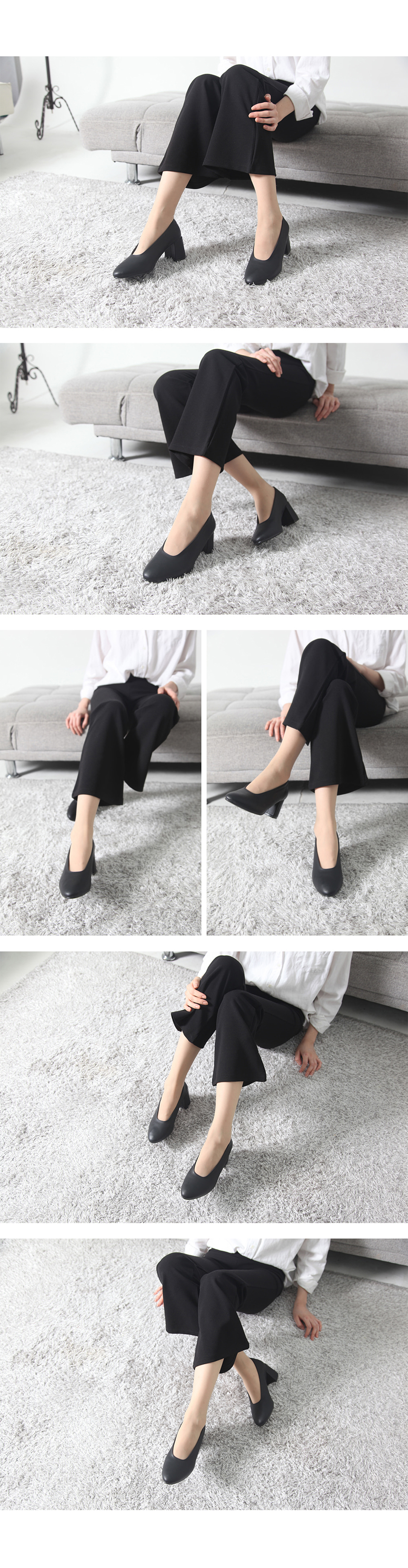 Suede Middle Heel Tongue Pumps Comfortable Foot 6c