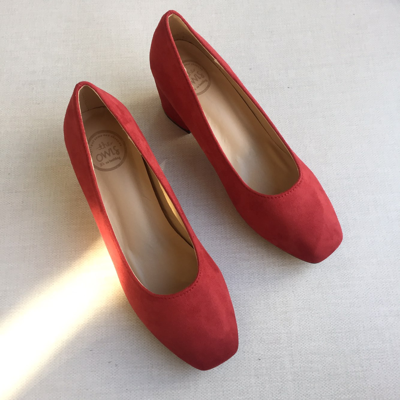 Square nose suede mid-heel pumps 6cm 4 color shoes