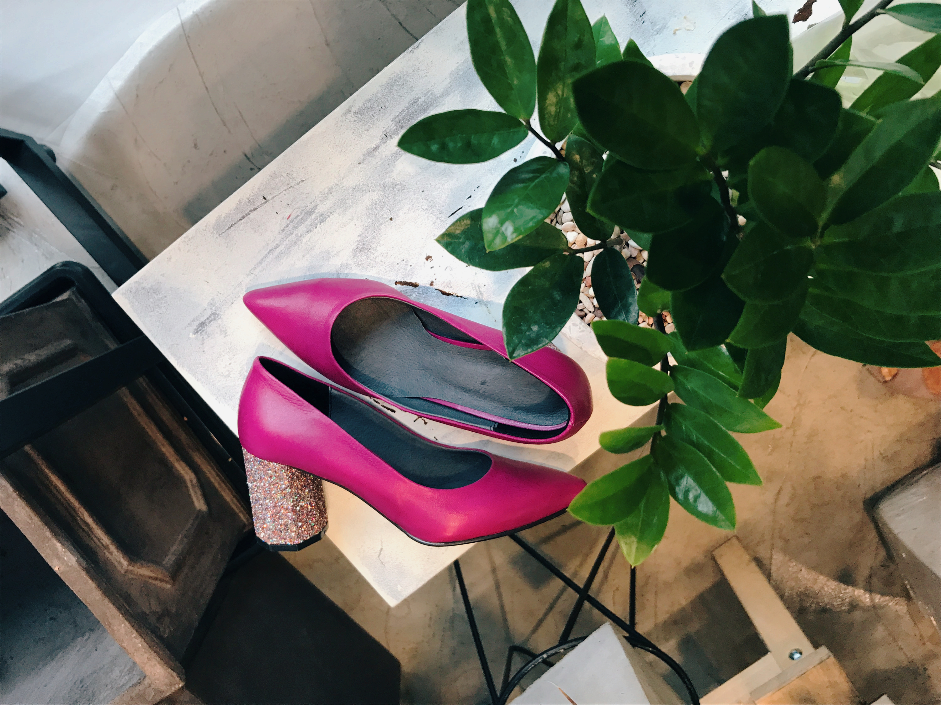 Glitter Heel Hot Pink Pumps Stiletto Handmade Refi