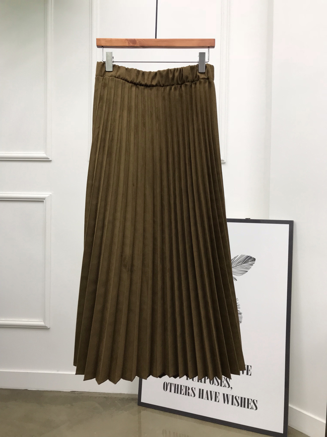 Suede Long pleated wrinkled skirt 20 women Winter 