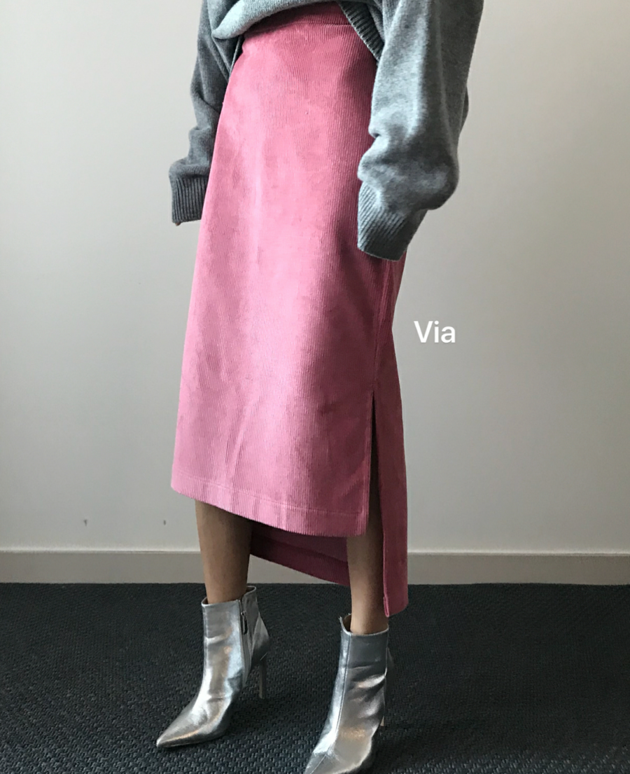 Corduroy Untrimmed Skirt 2col Golden Denim Lance W