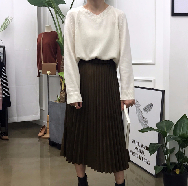 Suede Long pleated wrinkled skirt 20 women Winter 