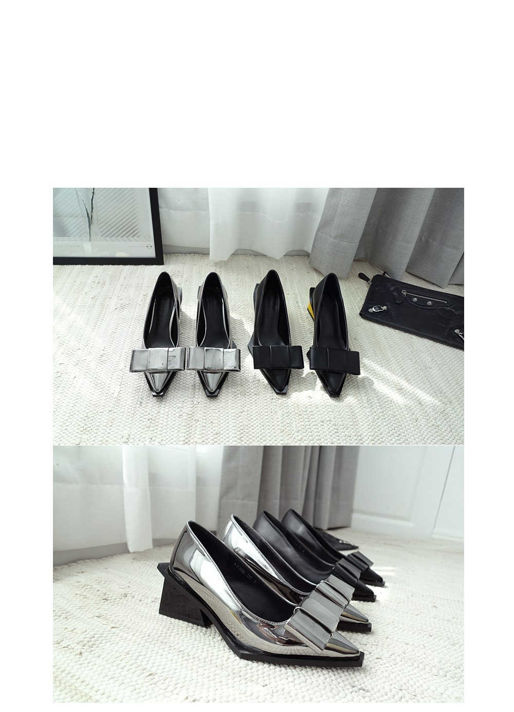 Unique Ribbon Pumps 5.5cm Shoe Silver Blue Keyhole