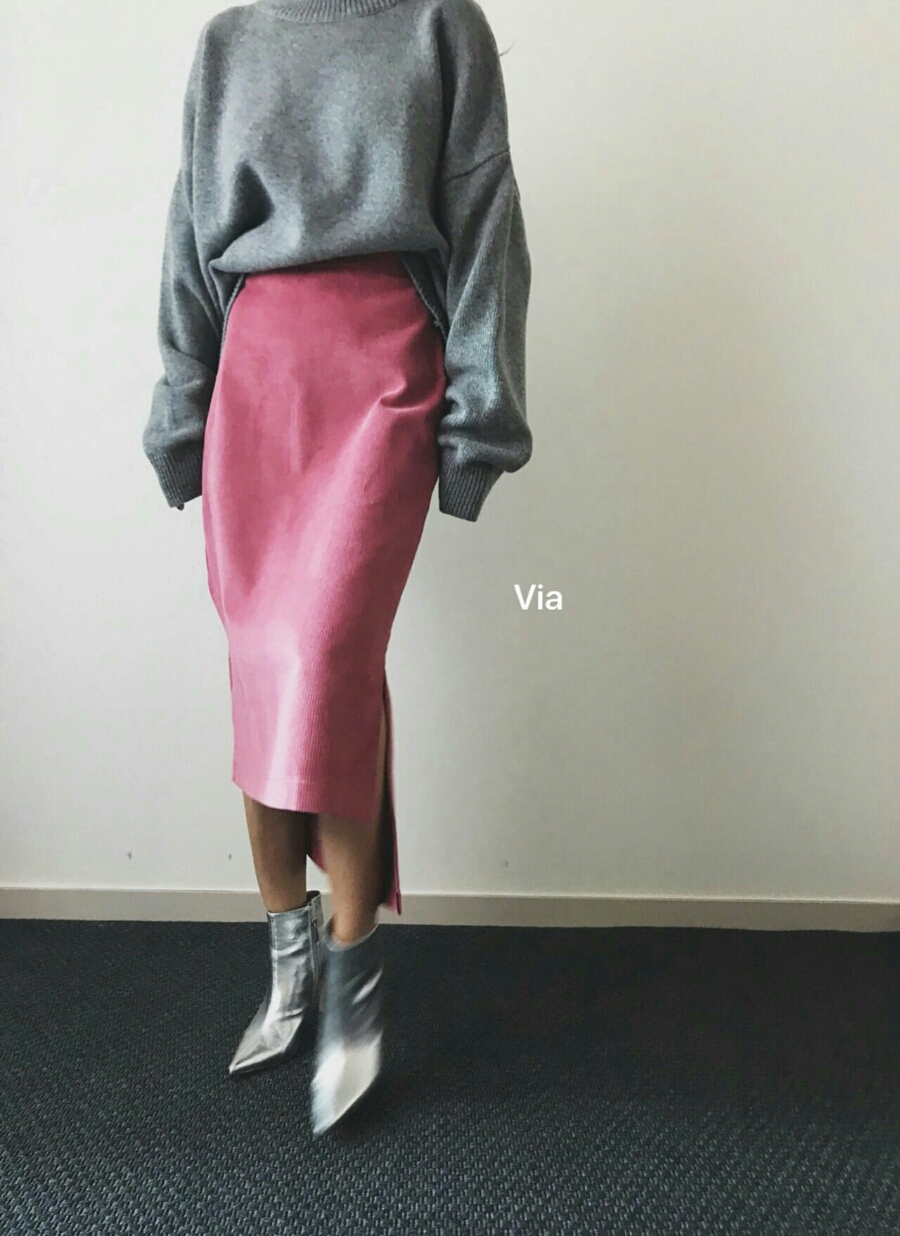 Corduroy Untrimmed Skirt 2col Golden Denim Lance W