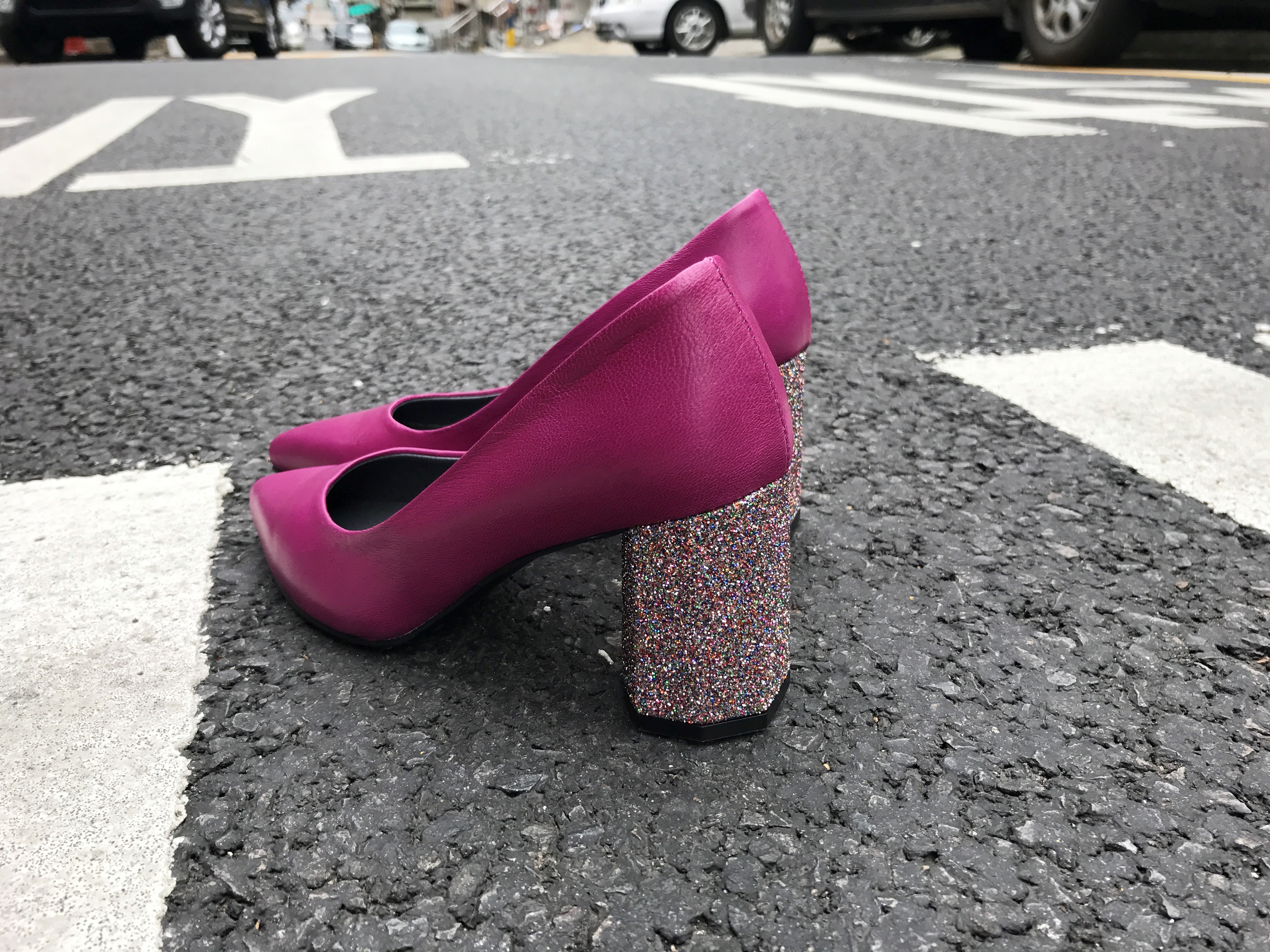 Glitter Heel Hot Pink Pumps Stiletto Handmade Refi