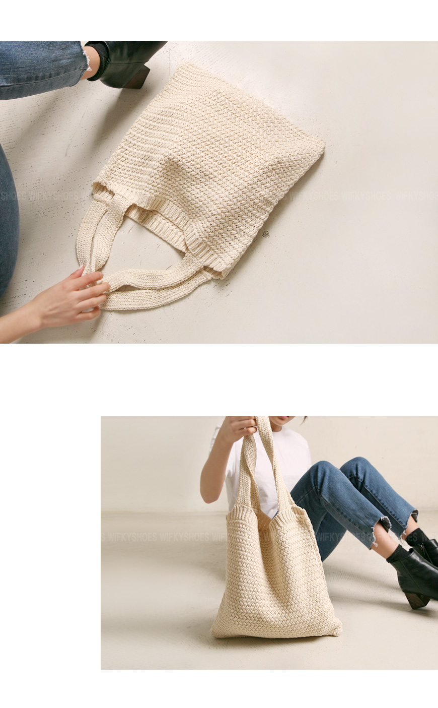 Waffle key w178056 Knit Eco Bag Winter Casual Shou