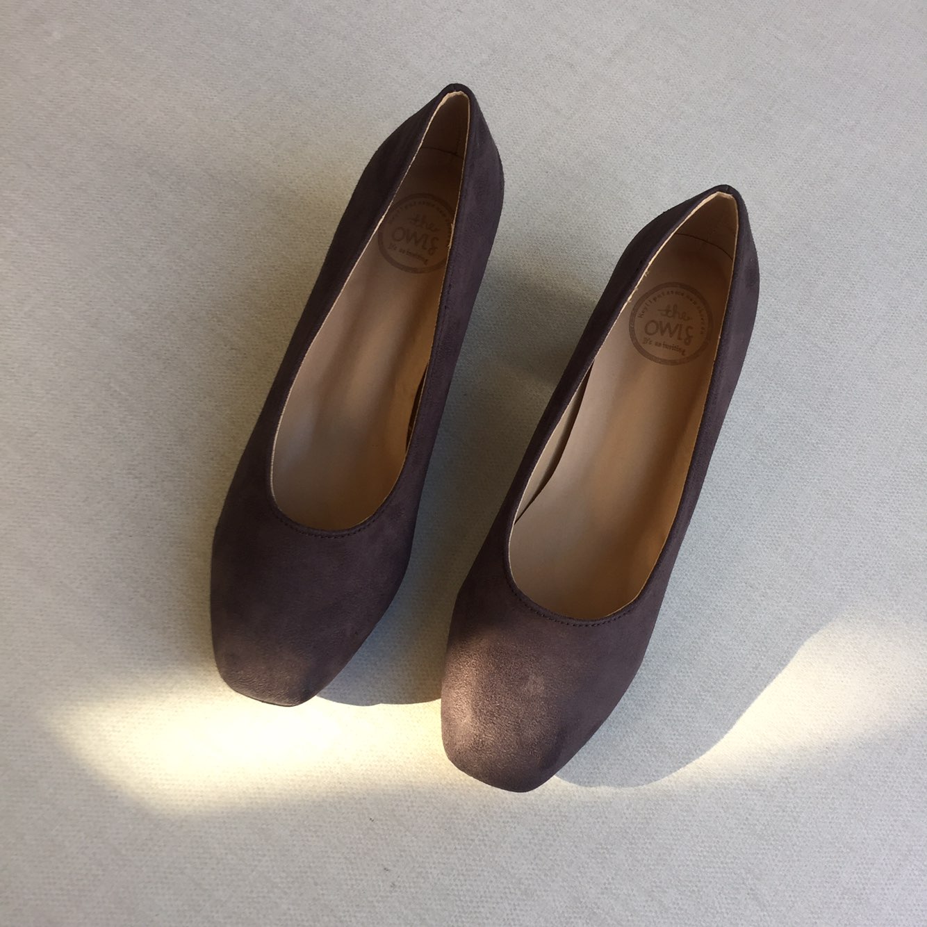 Square nose suede mid-heel pumps 6cm 4 color shoes