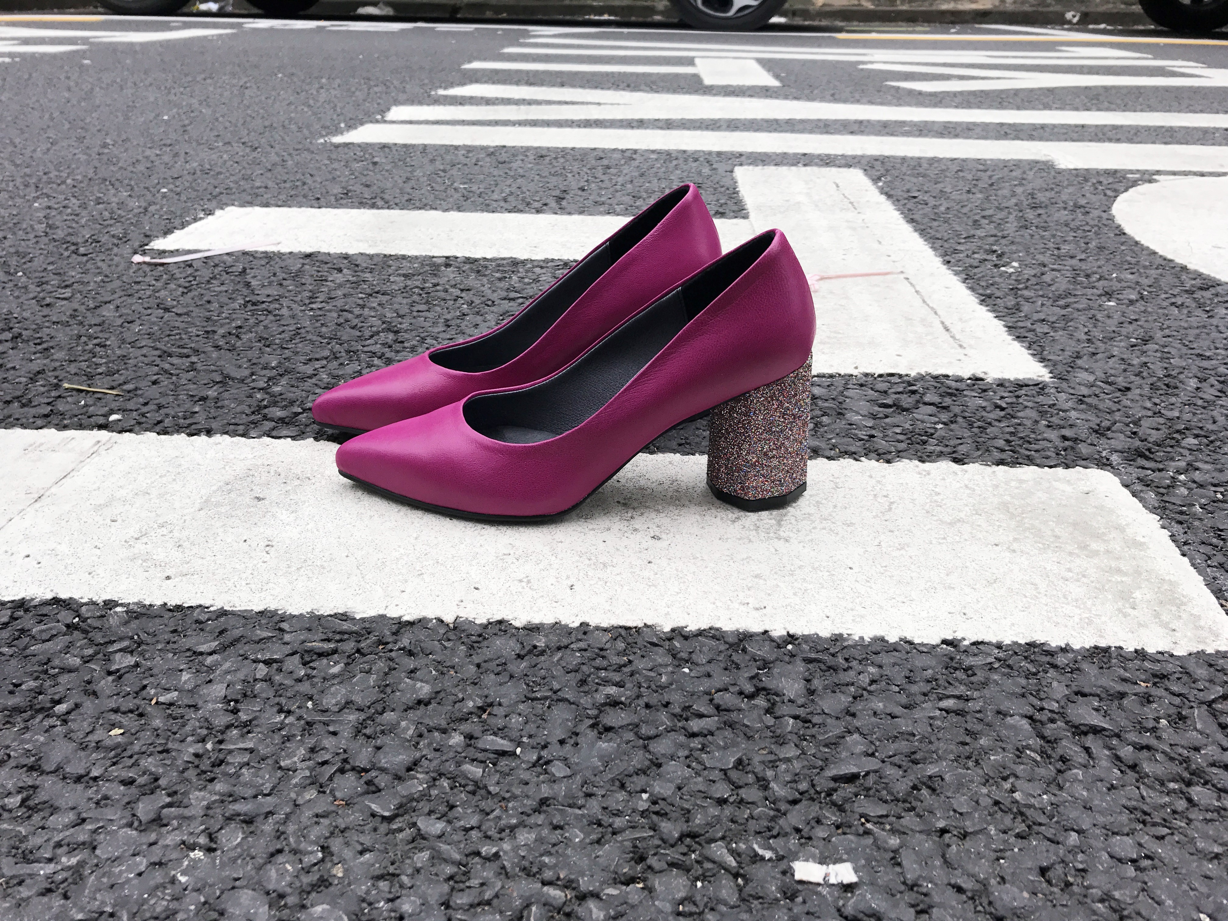 Glitter Heel Hot Pink Pumps Stiletto Handmade Refi