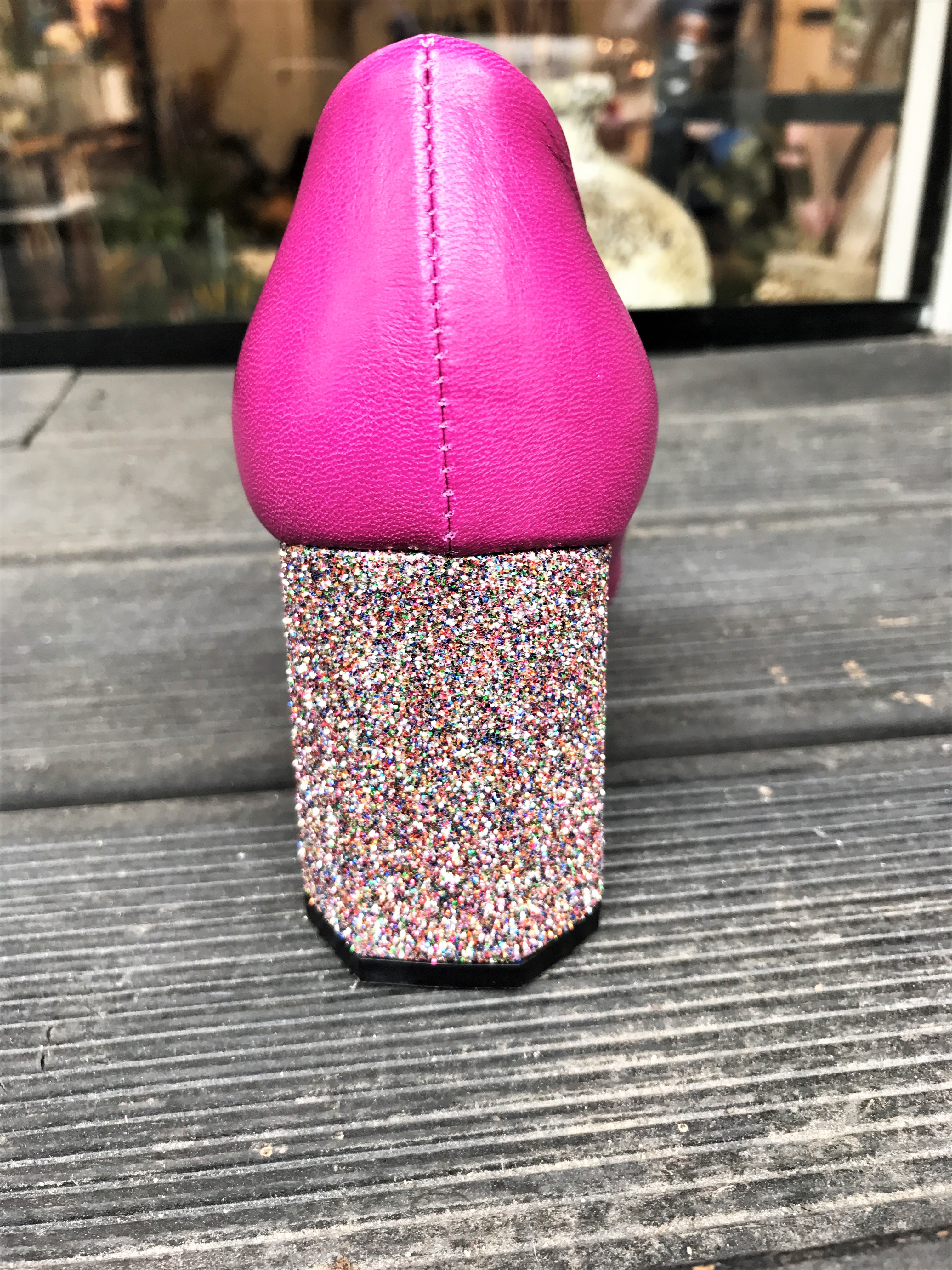 Glitter Heel Hot Pink Pumps Stiletto Handmade Refi