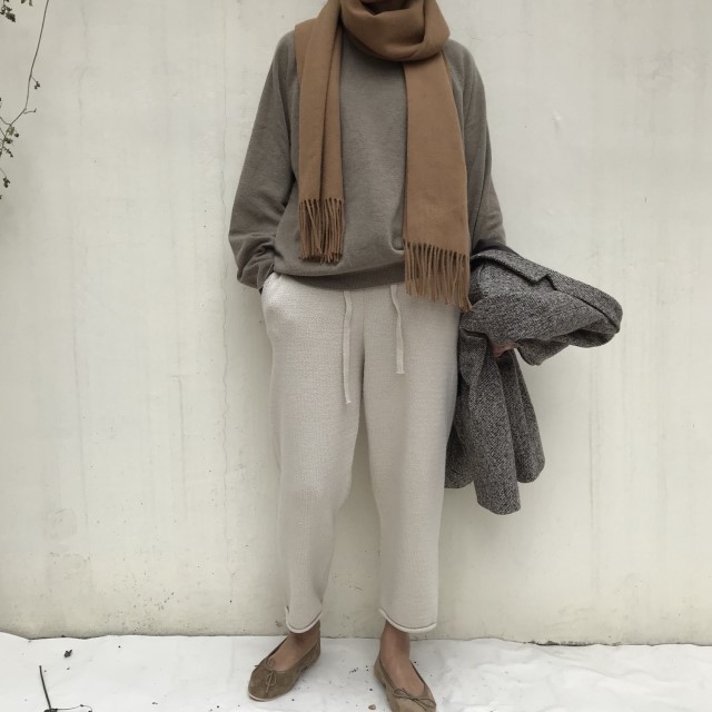 Same-day shipping open wool muffler neat natural l