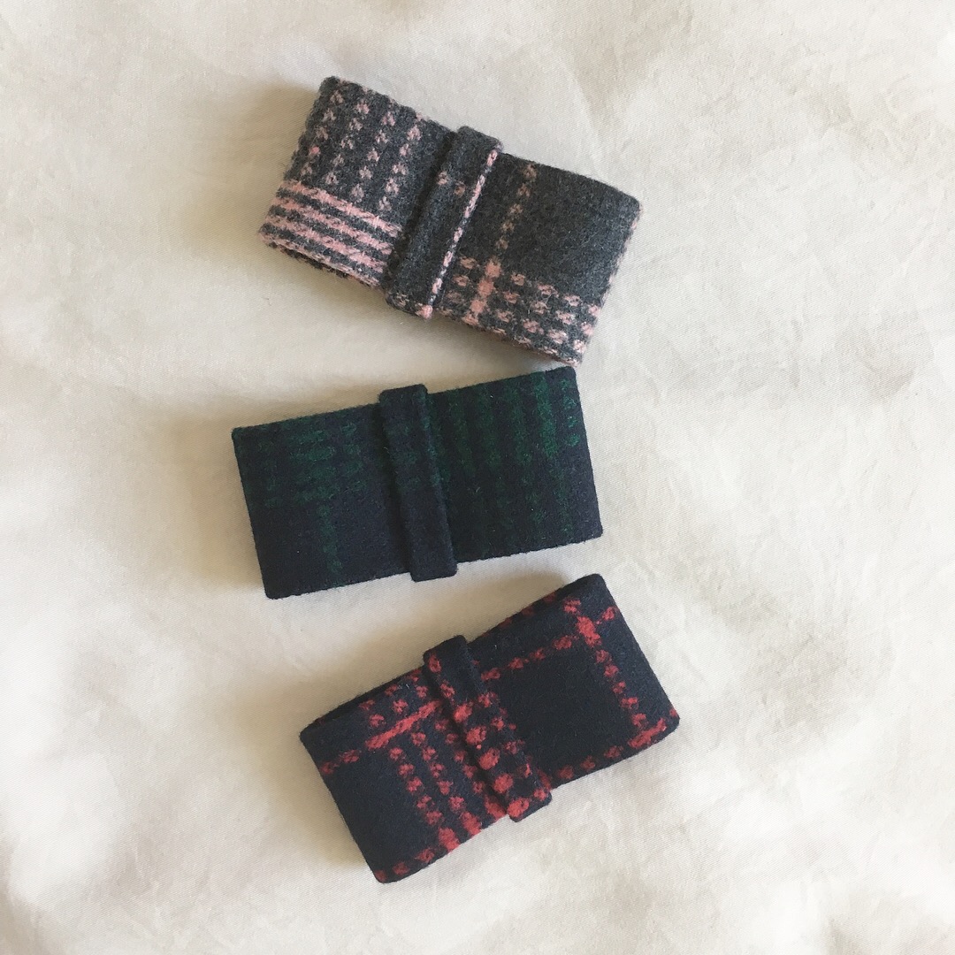 Hair Accessories Small woolen check ribbon pin pin