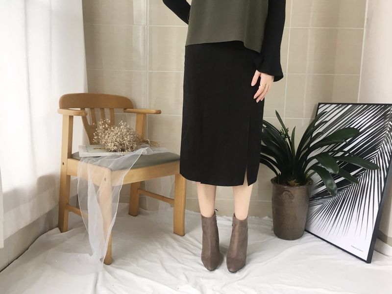Suede Angle Boots Square Winter 2color Coordinatio