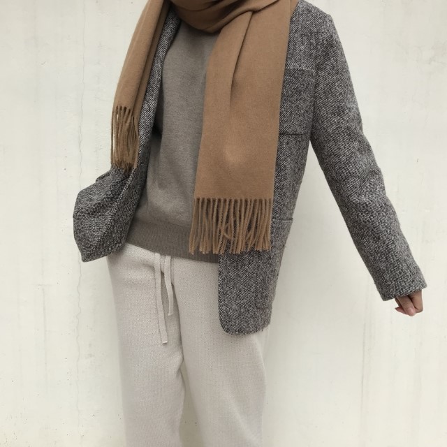 Same-day shipping open wool muffler neat natural l