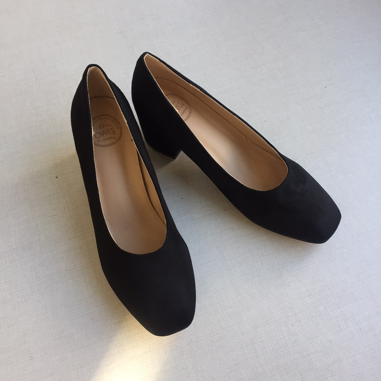Square nose suede mid-heel pumps 6cm 4 color shoes
