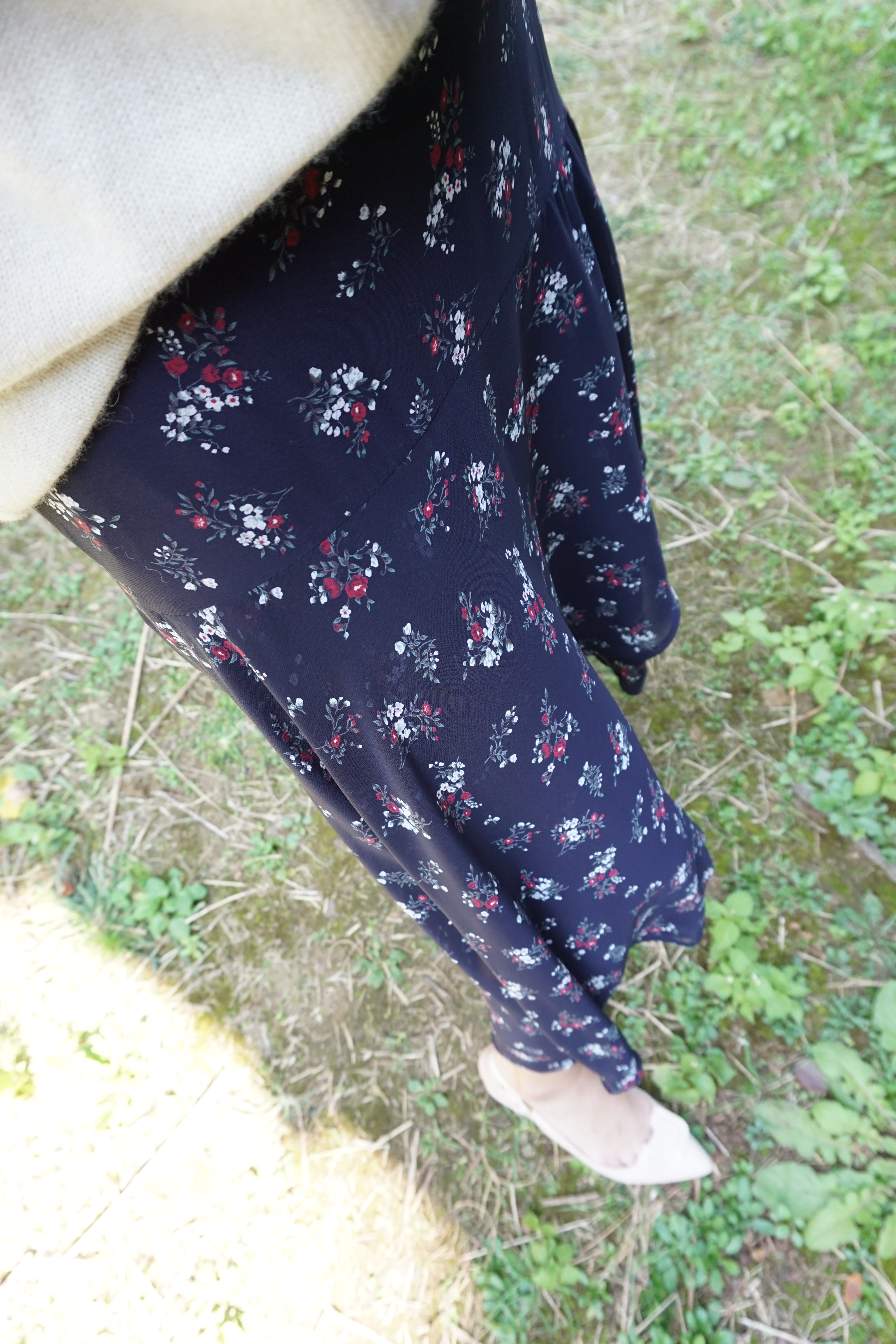 Flower pattern Chiffon Unisex Skirt Long Coordinat