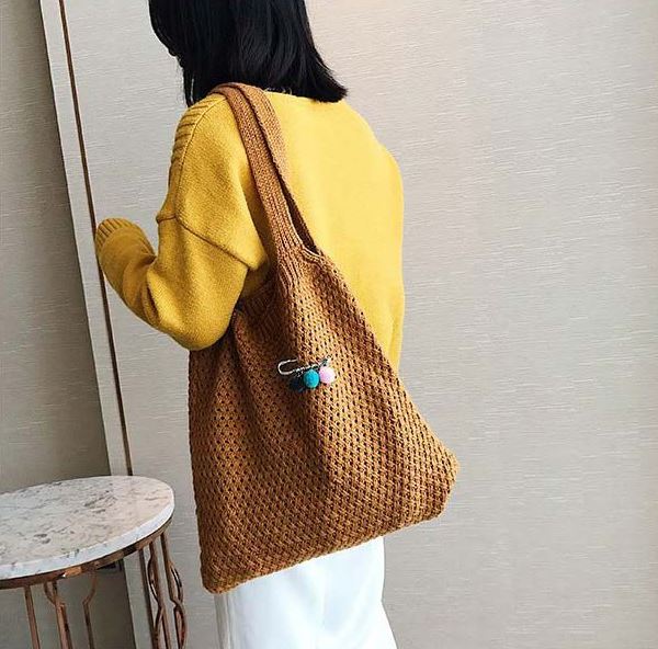 Knit trash eco bag ~ autumn winter jelly twine fem