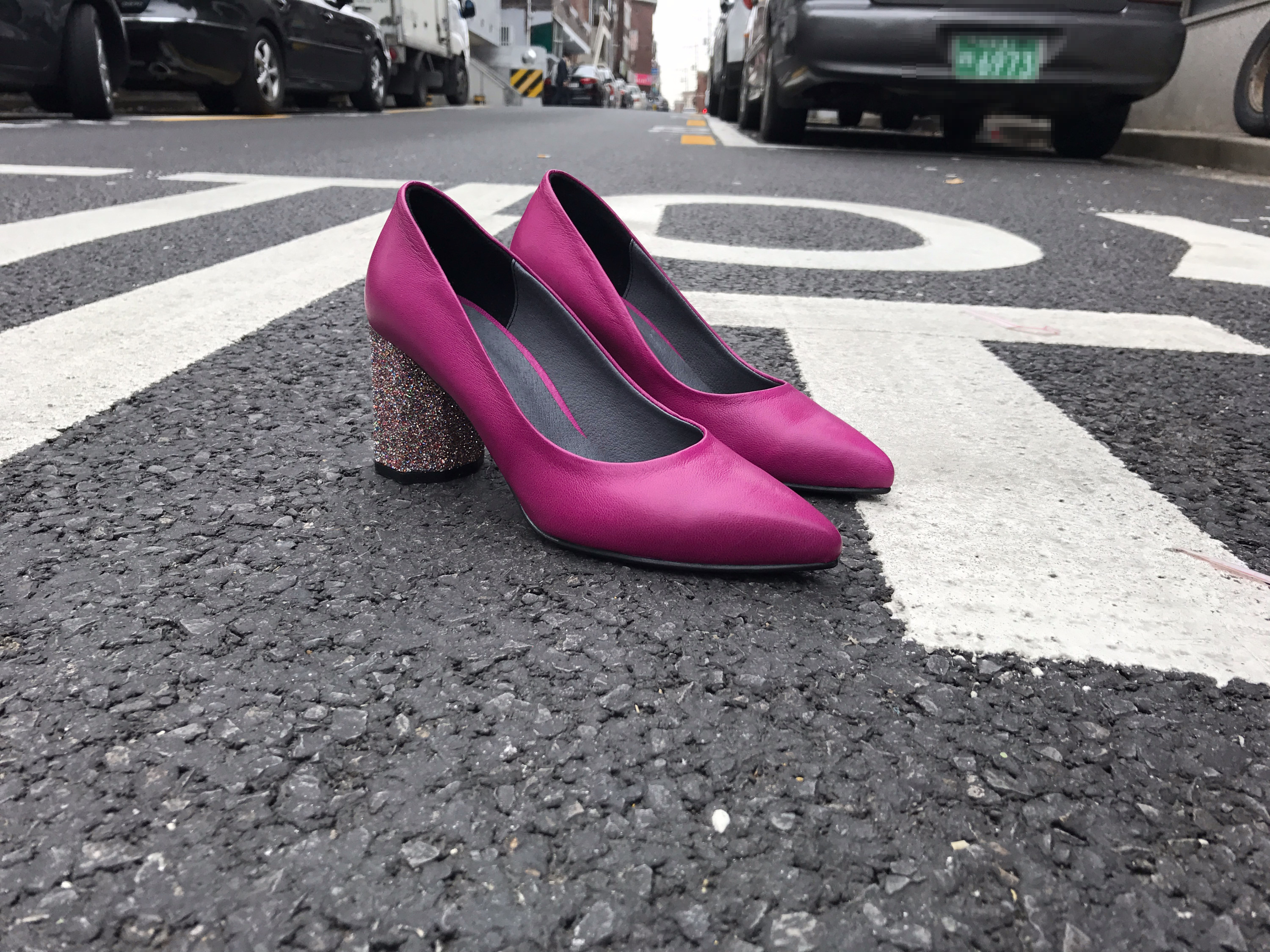 Glitter Heel Hot Pink Pumps Stiletto Handmade Refi