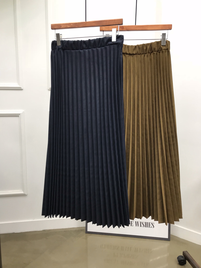 Suede Long pleated wrinkled skirt 20 women Winter 