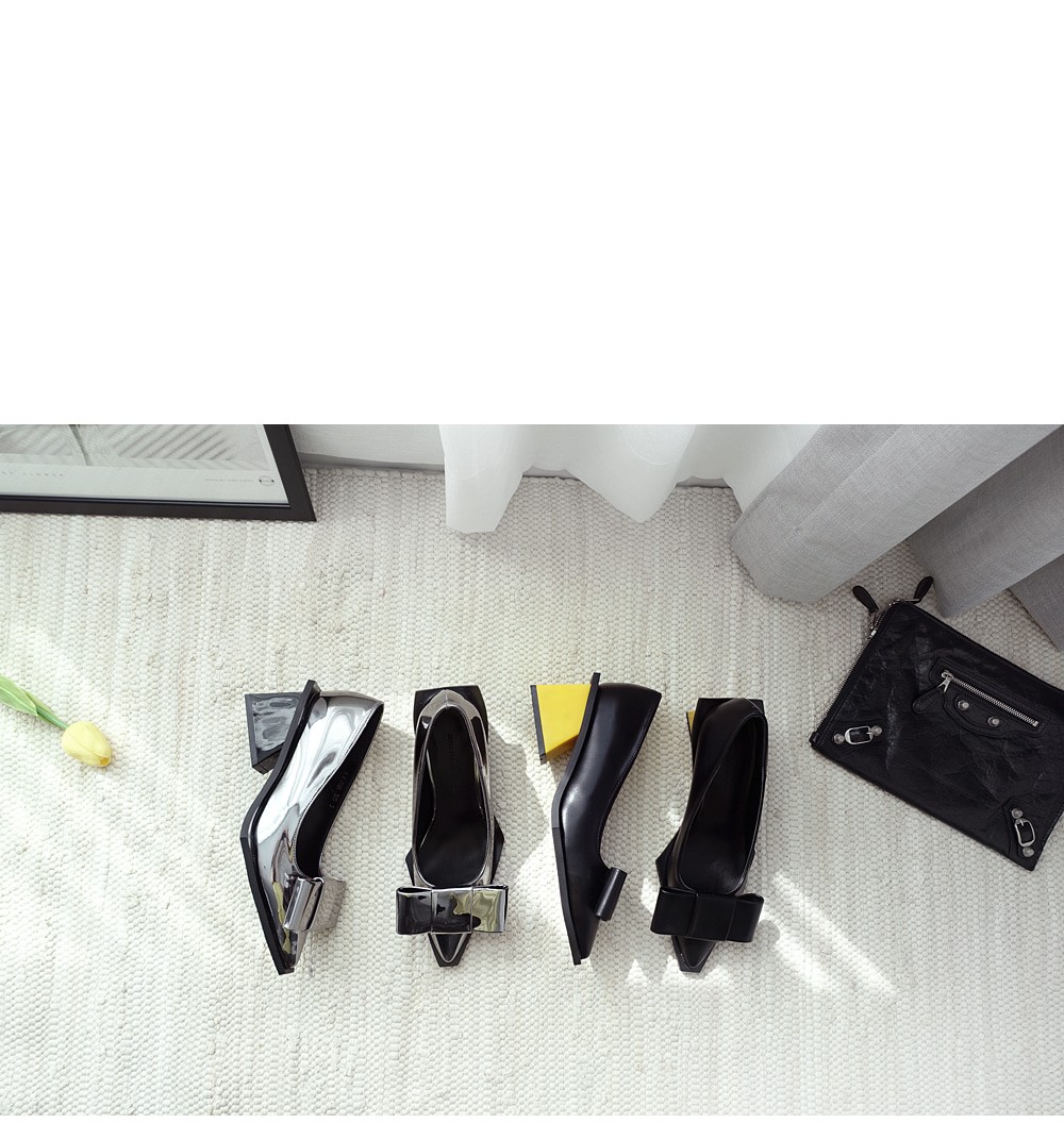 Unique Ribbon Pumps 5.5cm Shoe Silver Blue Keyhole