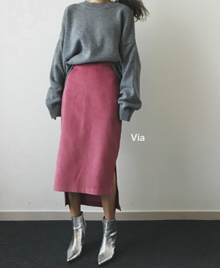 Corduroy Untrimmed Skirt 2col Golden Denim Lance W