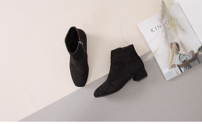 Suede Ankle Boots 3cm Middle Heel Angle Clean Low 