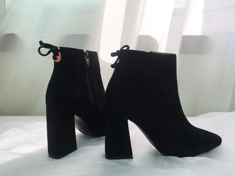 Suede Angle Boots Square Winter 2color Coordinatio