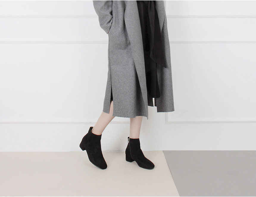 Suede Ankle Boots 3cm Middle Heel Angle Clean Low 