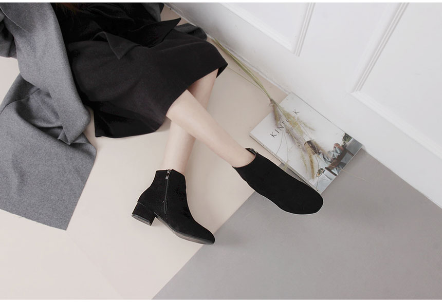 Suede Ankle Boots 3cm Middle Heel Angle Clean Low 