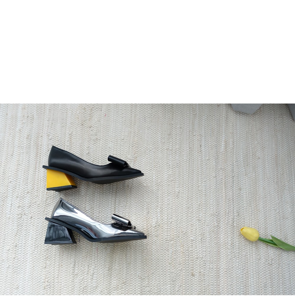 Unique Ribbon Pumps 5.5cm Shoe Silver Blue Keyhole