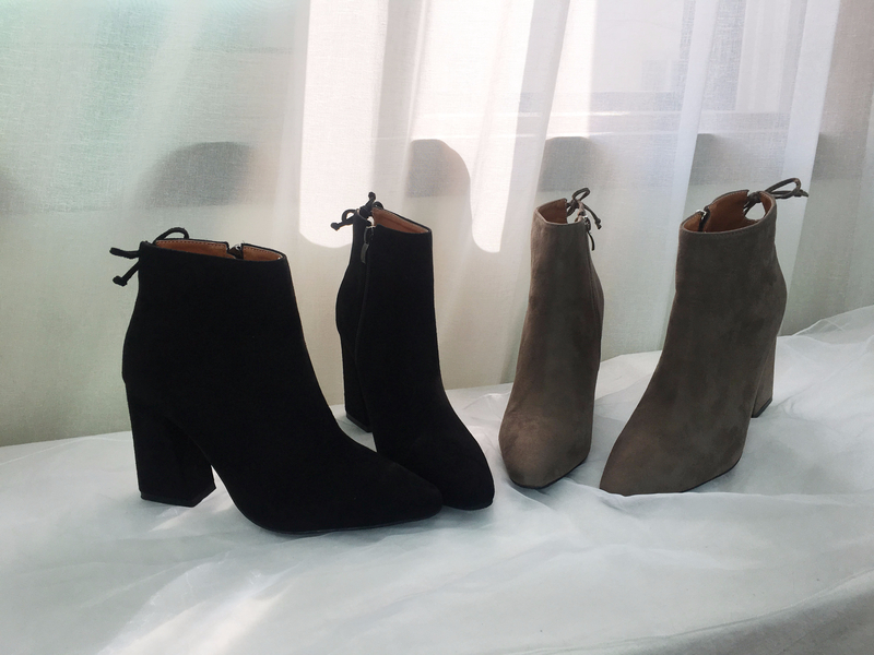 Suede Angle Boots Square Winter 2color Coordinatio