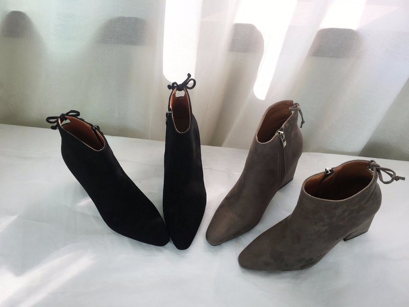 Suede Angle Boots Square Winter 2color Coordinatio