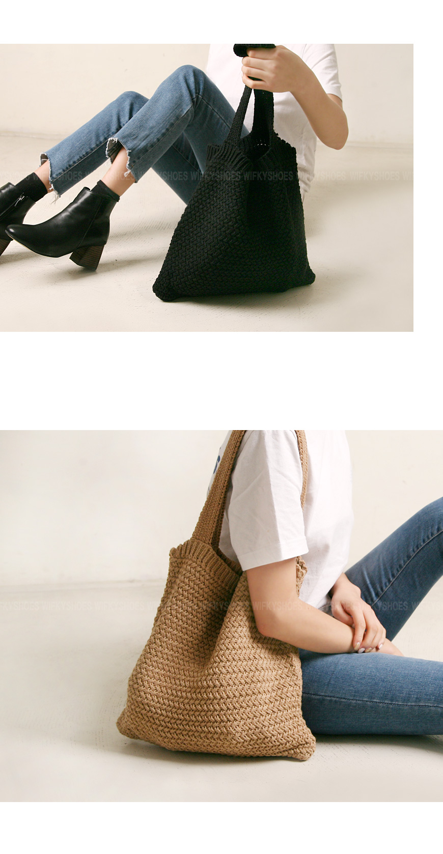 Waffle key w178056 Knit Eco Bag Winter Casual Shou