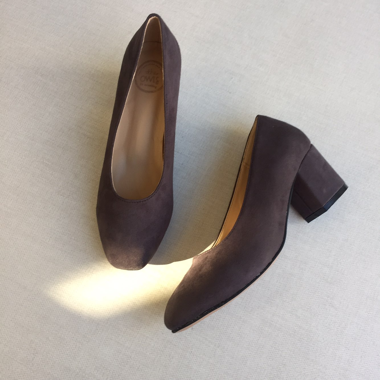 Square nose suede mid-heel pumps 6cm 4 color shoes