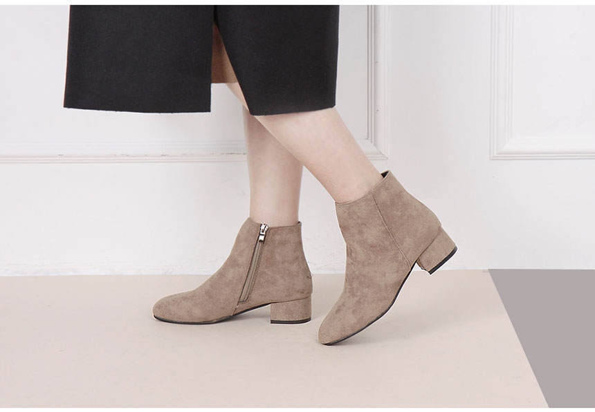 Suede Ankle Boots 3cm Middle Heel Angle Clean Low 